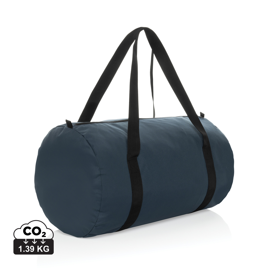 Sac de sport pliable promotionnel rPET Dillon Bleu marine